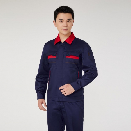 寶藍(lán)拼大紅色工作服AC2201-1