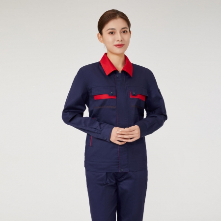 寶藍(lán)拼大紅色工作服AC2201-1